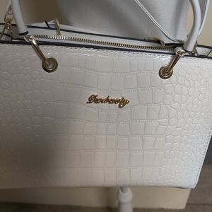 Danbooty White Croc-Embossed Women's Bag Pu Leather Shoulder Bag, White
